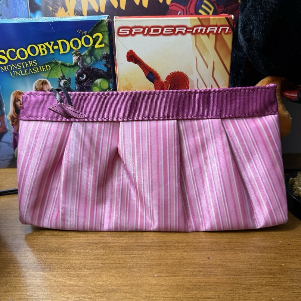 Y2K Pink Purple Striped Clutch Bag Purse McBling Barbiecore 2000s Vintage Party